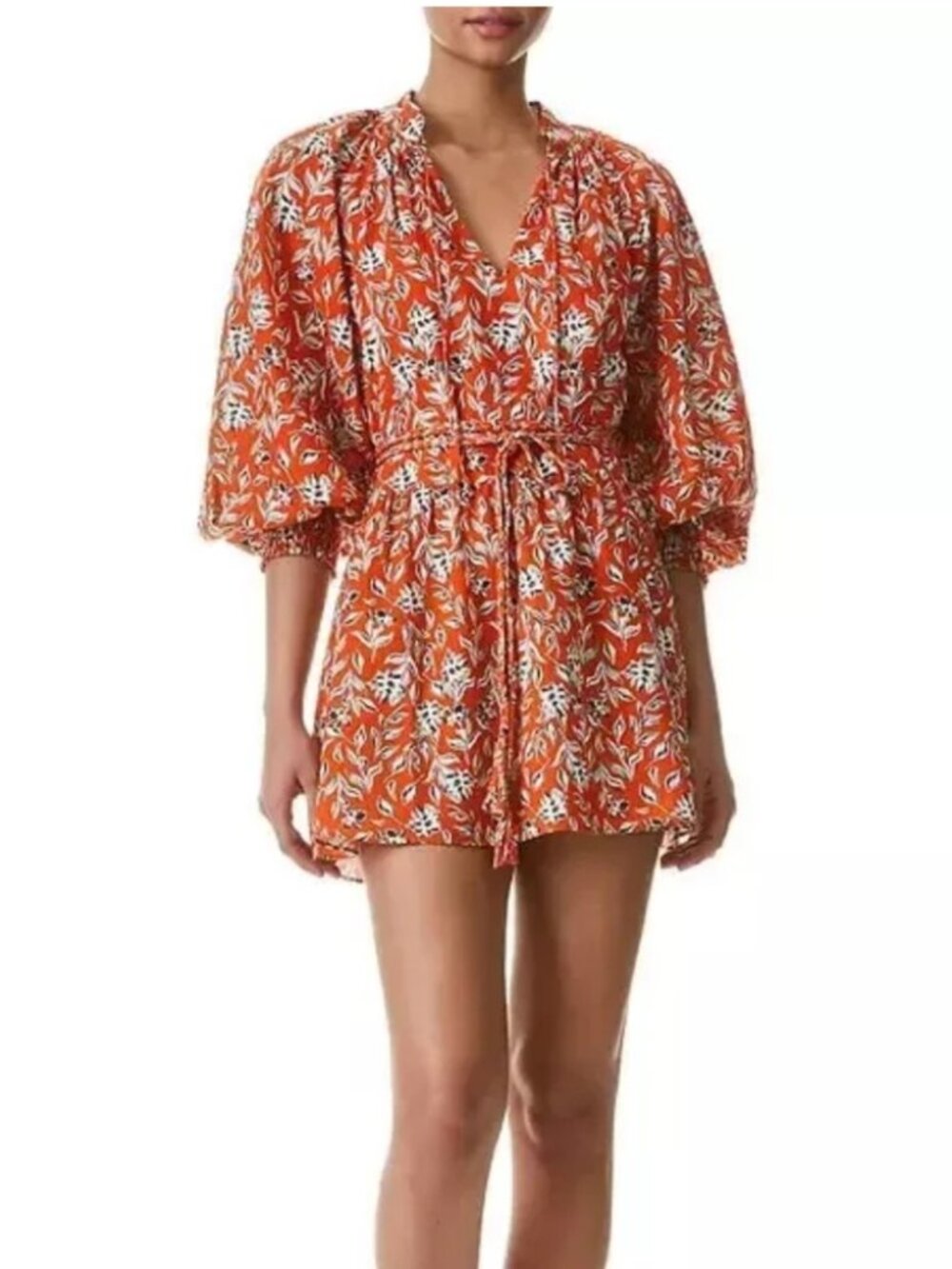 Alice + Olivia Lilian Belted Orange Floral Mini Free Swinging Sienna Size 2